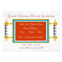 Barber Shop  Grand Opening Personalized Invitation
