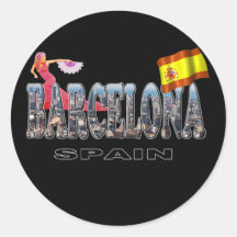 Barcelona Spain Round Stickers