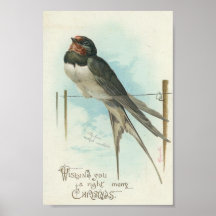Barn Swallow Vintage Christmas Print