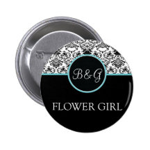 Baroque Elegance Flower Girl Button-Aqua