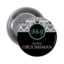 Baroque Elegance Junior Groomsman Button-Aqua