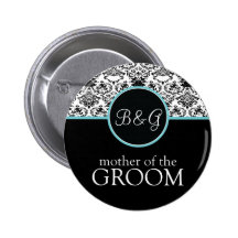 Baroque Elegance Mother of the Groom-Aqua Button