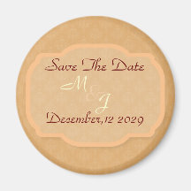 Baroque Orange Damask Save The Date Magnet Templat