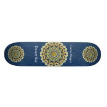 Barrel Cactus Mandala 1 on Blue Thorn Pattern Skateboard