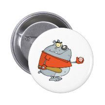 Baseball Bulldog Cartoon Mascot Character Pins
