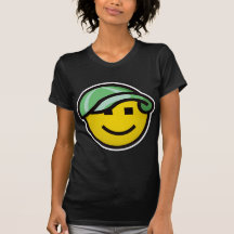 Baseball Cap Smilie - Green and White Tee Shirts