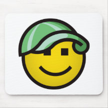 Baseball Cap Smilie - Green Mouse Mats