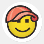 Baseball Cap Smilie - Red Sticker