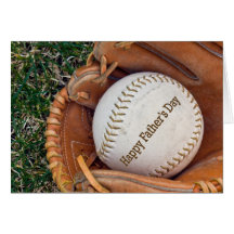 Baseball in glove for Father's Day Card