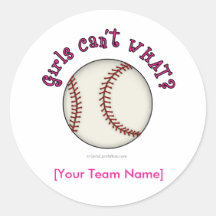 Baseball-Pink Round Stickers