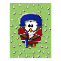 baseball player owl postcards