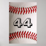 Baseball with customizable number poster