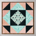 Basic Hourglass in Turquoise and Peach Posters