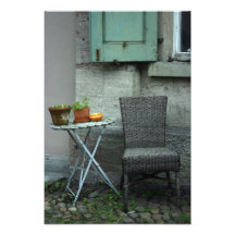 Basket chair and plants art photo