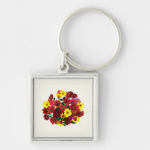 Basket of Single Dahlias Keychain