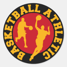 Basketball Athletic Round Stickers
