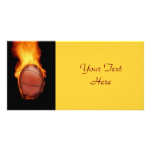 Basketball On Fire Photo Card