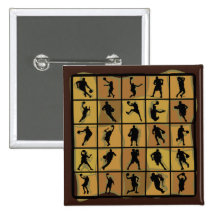 Basketball Players Abstract Pins
