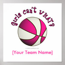 Basketball - White/Pink Posters