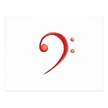 Bass Clef Casual Style Red Post Card