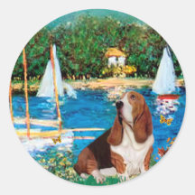 Basset 2 - Sailboats - Customised Round Stickers