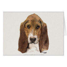 Basset Hound Dog, Watercolor Greeting Card