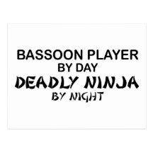Bassoon Deadly Ninja by Night Post Cards