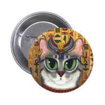 Bast Goddess Egyptian Bastet Cat Art Button