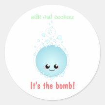 BathballTshirt, milk and cookeez, It's the bomb! Round Sticker