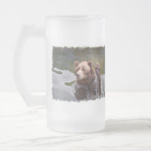 Bathing Brown Bear Frosted Beer Mug