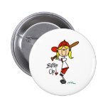 Batter Up! Softball Stick Figure Button