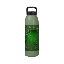Battle Gold Spartan Warrior Green Water Bottle