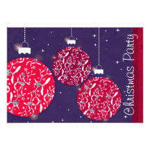 Baubles sparkle effect party invitation red blue