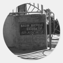 Baum Bicycle Bridge Sign Round Sticker