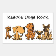 BB- Funny Rescue Dogs Group Cartoon Rectangle Sticker