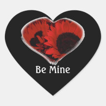 "Be Mine" - Red Sunflower Heart Stickers