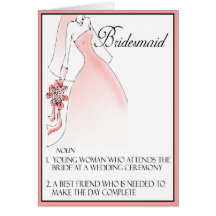 Be My Bridesmaid Invitation for Bridal Attendants Greeting Cards