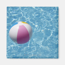 Beach ball in swimming pool fridge magnets