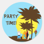 Beach birthday party time blonde hair boy stickers