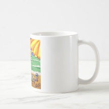 Beach Chair Fun Folk Art Coffee Mugs