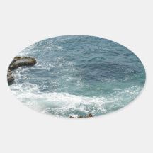 Beach Meets Ocean Oval Sticker