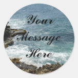 Beach Meets Ocean Round Stickers