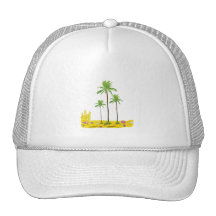Beach palms sand castle shell hats