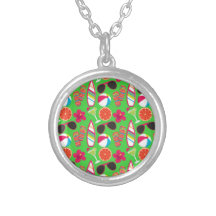 Beach Party Flip Flops Sunglasses Beach Ball Green Necklace