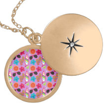 Beach Party Flip Flops Sunglasses Beachball Purple Locket