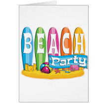 beach party greeting cards