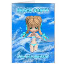 beach party invitation card - fun beach party invi