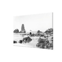 Beach Scene at Cannon Beach, Oregon Photograph Gallery Wrapped Canvas