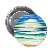Beach Surf Ocean Waves Beach Decor Sunrise Pinback Buttons