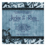 Beach Wedding Invitation Hibiscus Blue Denim